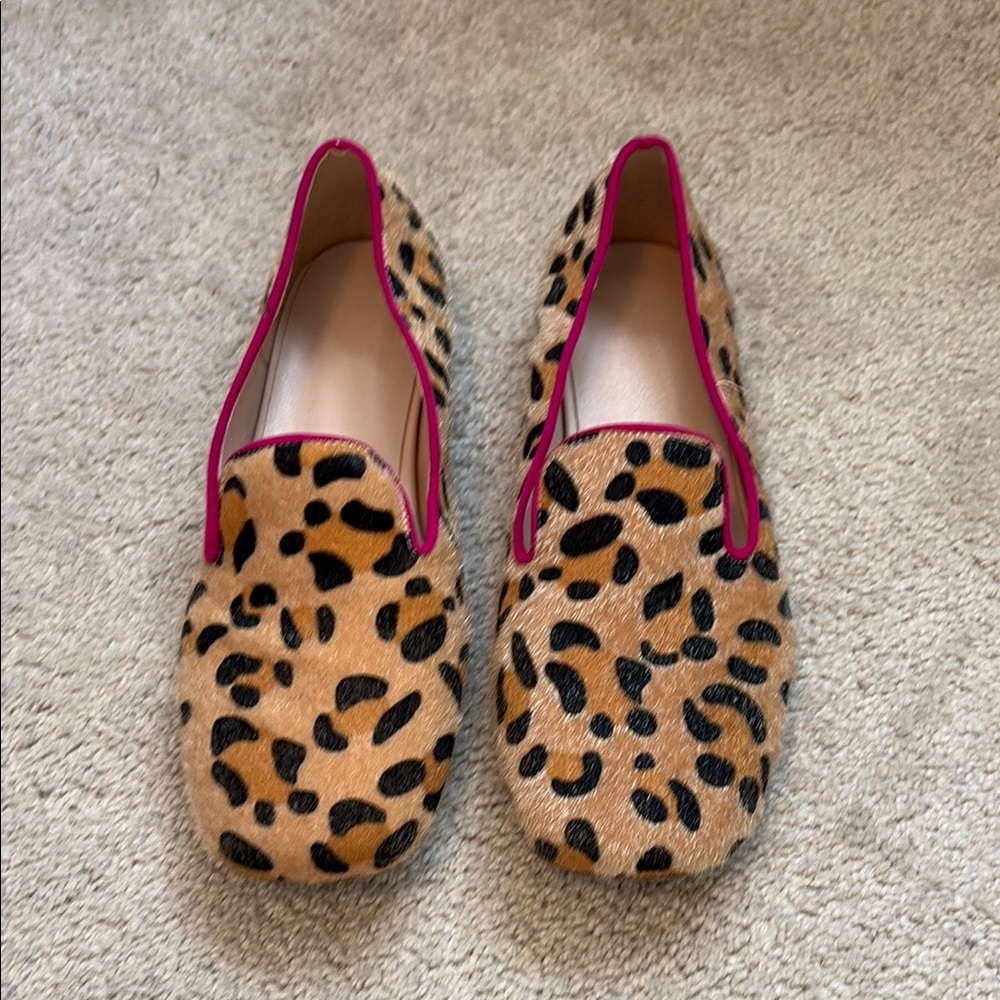 Leopard Print Women's Loafers with Pink Trim